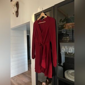 Long Sleeve Maroon Dress